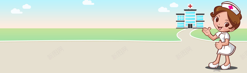 护士节最美护士卡通海报背景psd设计背景_88icon https://88icon.com 护士节 国际护士节 蓝天 卡通护士 卡通草地 医院 最美天使 白衣天使 医疗 护士帽