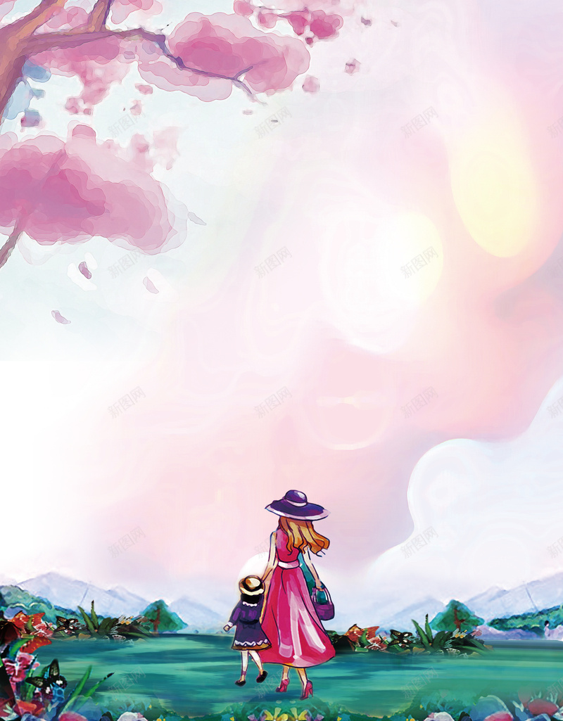 高清精美童话版手绘插画海报背景jpg设计背景_88icon https://88icon.com 手绘插画 童话 结伴 花园 高清 别墅 梦幻 海报背景 喜欢 浪漫