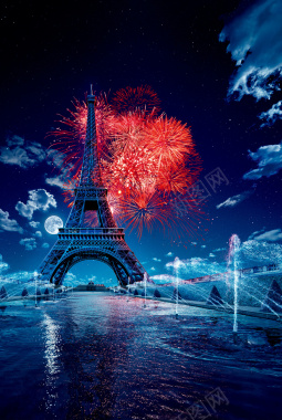 浪漫法国铁塔海报背景素材背景