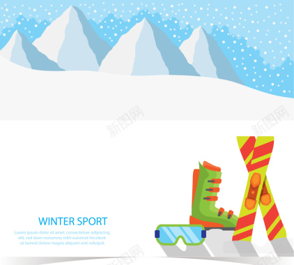 滑雪工具卡通背景素材背景