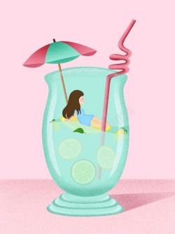 饮料店宣传手绘插画小暑柠檬水海报饮料店创意海报背景高清图片