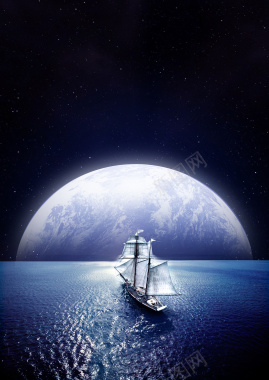 船月球海报背景素材背景