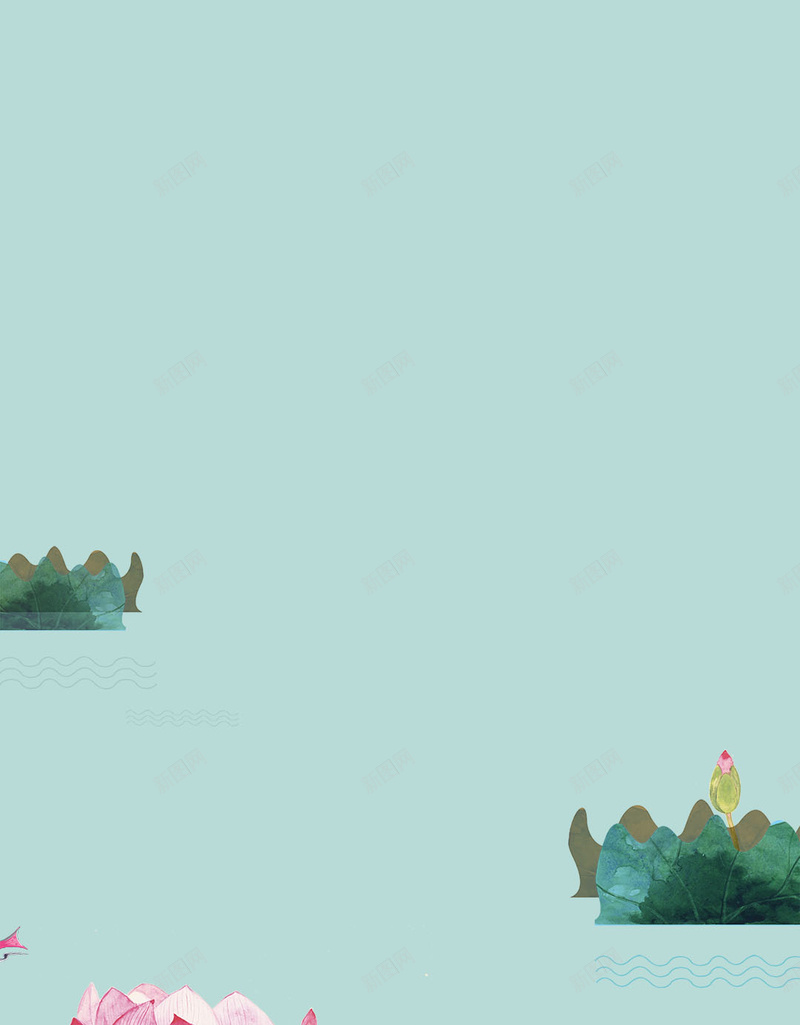 二十四节气荷花荷叶简约绿鱼中国风psd设计背景_88icon https://88icon.com 二十四节气 中国风 简约 荷叶 荷花 绿鱼 蓝色 商业 活动