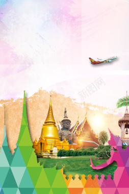 绚丽东南亚泰国旅游宣传海报背景素材背景