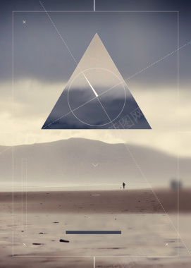 简约文艺几何主题沙漠场景海报设计背景