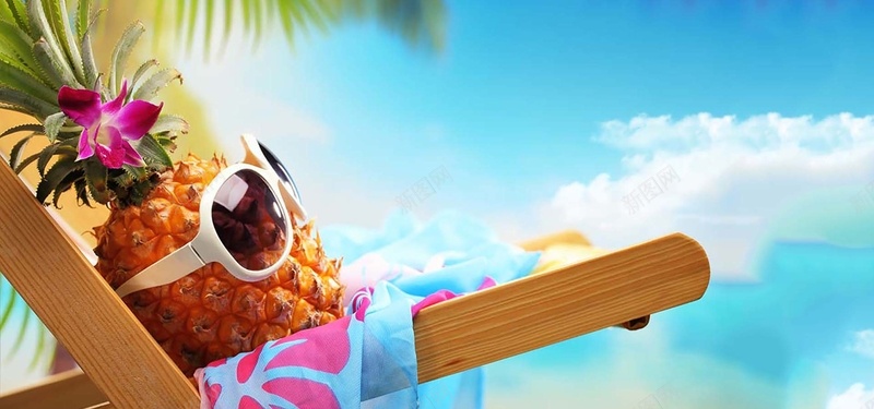 创意海滩度假广告高清图片背景