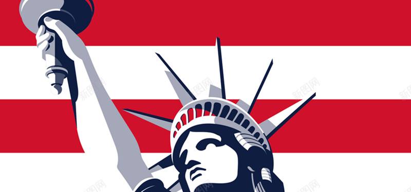 自由女神背景图jpg设计背景_88icon https://88icon.com 自由女神 美国国旗 几何 海报banner 扁平 渐变