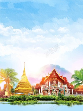 泰美时光泰国游宣传海报设计背景模板背景