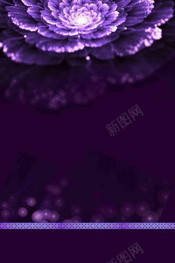 蓝紫色花绽梦幻海报背景模板背景
