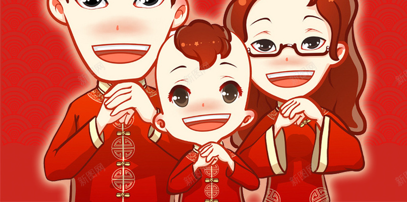 春节拜年啦红色H5背景psd分层下载jpg设计背景_88icon https://88icon.com 春节 新年 拜年啦 一家人 祝福 小鸡 金元宝 红色 中国风 中国年 福娃 金童玉女 团圆 H5