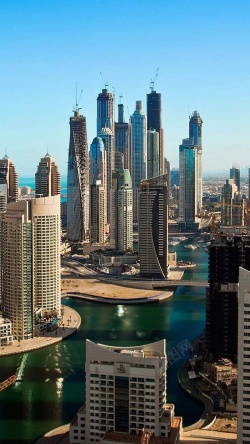 迪拜豪华城市航拍摄影H5背景背景