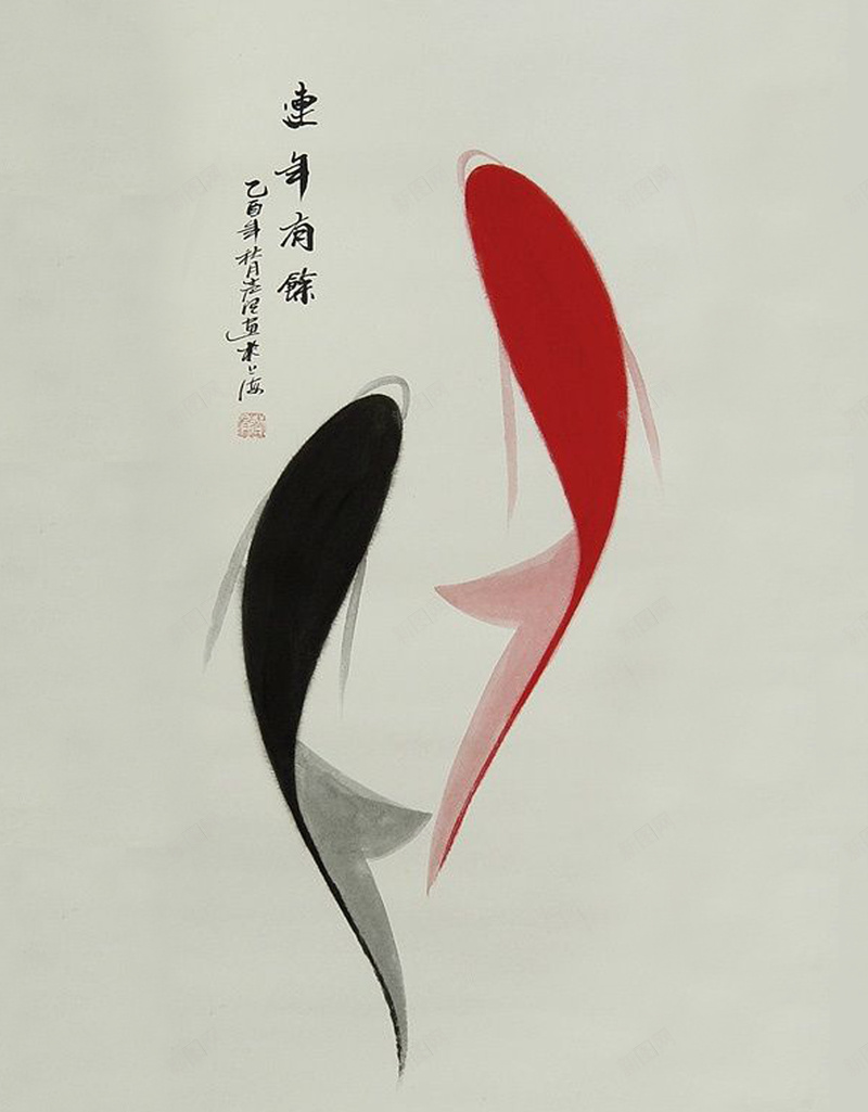 红白双鱼背景jpg设计背景_88icon https://88icon.com 年年有余 开心 鱼