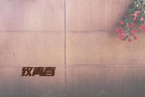 怀旧布纹院墙花朵海报背景模板背景