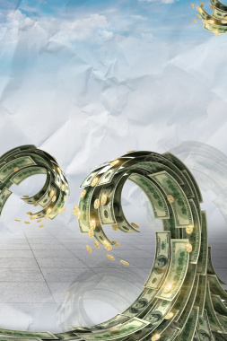 皱纸效果钞票创意金融海报背景素材背景