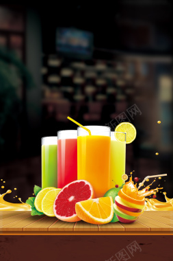 鲜榨果汁营养饮料海报背景