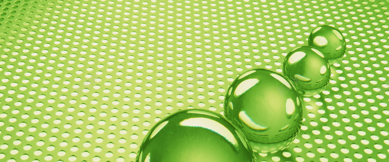 网格绿色玻璃球质感圆洞背景