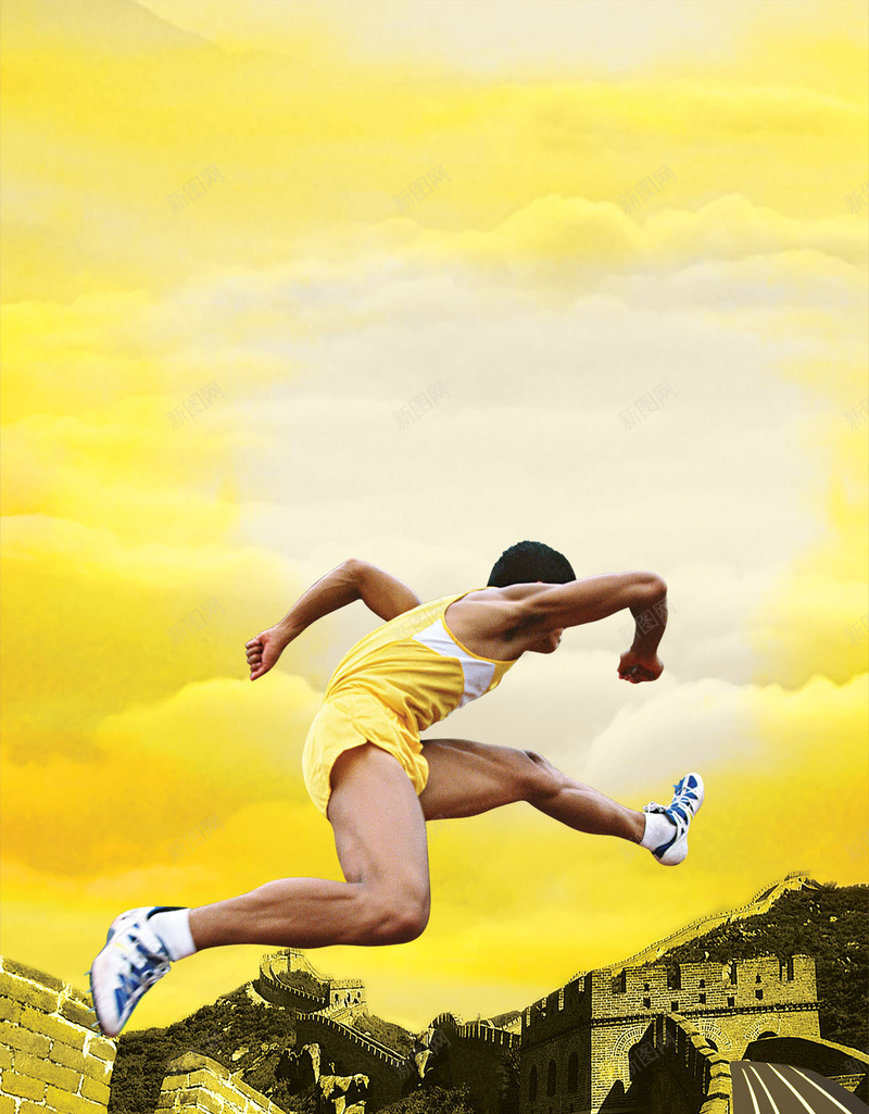 跑步奔跑H5背景psd设计背景_88icon https://88icon.com 金黄色 奔跑 跑步 运动 长城 跑步H5背景 跑步背景图片 跑步背景素材 科技 科幻 商务