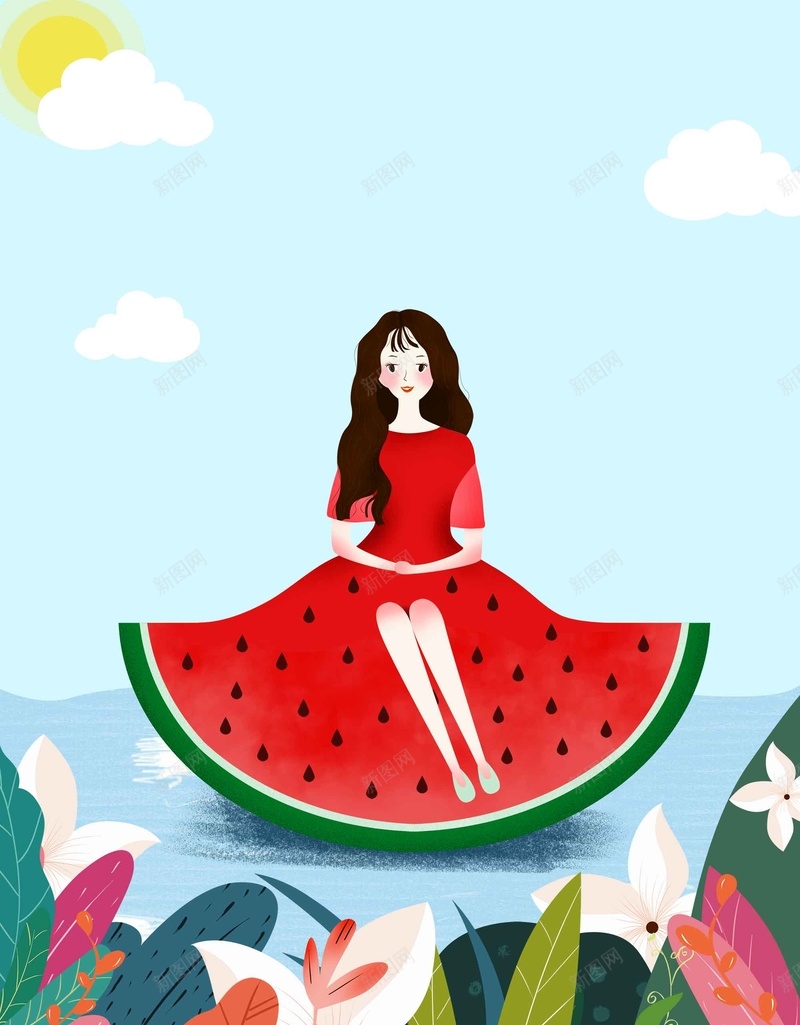 手绘插画小暑西瓜女孩手绘海报背景模板psd设计背景_88icon https://88icon.com 手绘 插画 小暑 西瓜 女孩 海报 背景模板 24节气 传统节气 宣传