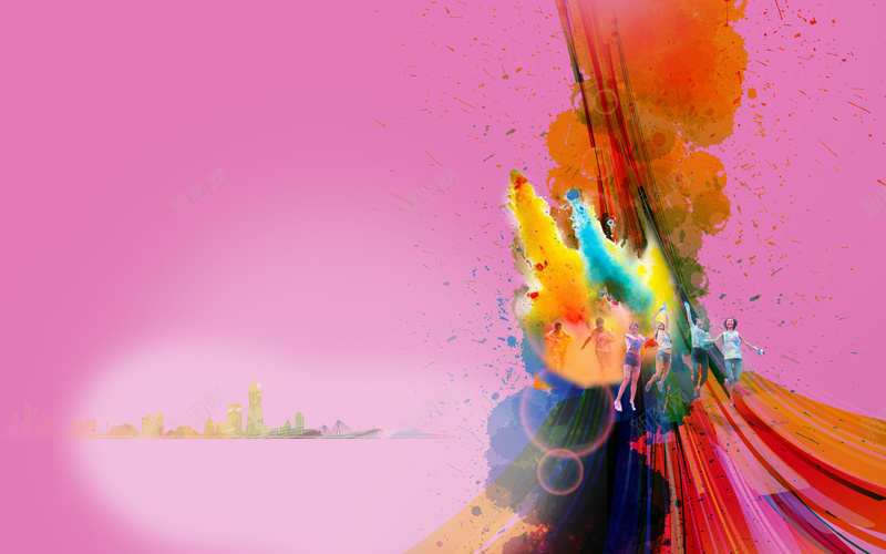 粉色彩跑运动背景jpg设计背景_88icon https://88icon.com 背景运动 色彩背景 彩跑 粉色 背景