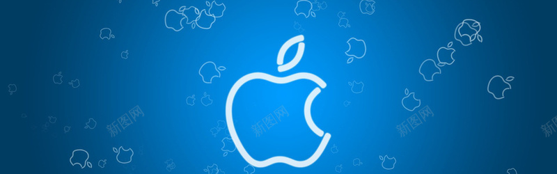 蓝色手绘苹果背景背景
