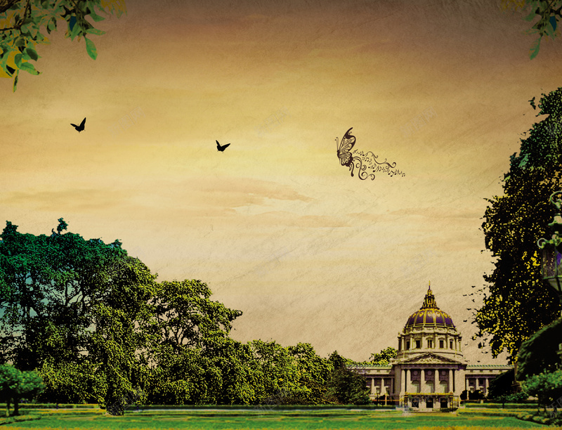 房地产大气别墅背景素材jpg设计背景_88icon https://88icon.com 房地产 别墅 大气 欧式 高档 花园 庭院 大庄园 天空 地产 开盘 广告 海报 背景素材