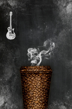 黑色大气咖啡热饮海报背景素材背景