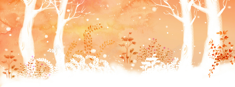 手绘树木森林背景jpg设计背景_88icon https://88icon.com 手绘 树木 森林 橘色 花卉 海报banner 卡通 童趣