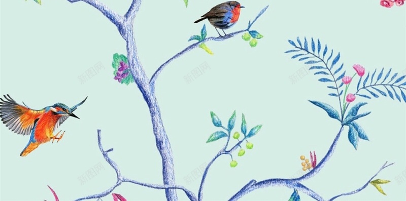 彩色手绘动物H5背景jpg设计背景_88icon https://88icon.com 手绘 鸟 动物 彩色 卡通 H5 h5 童趣