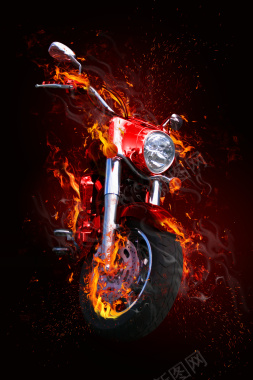 炫酷火焰摩托车背景背景