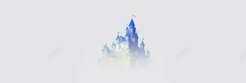 蓝色卡通手绘小城堡背景图背景