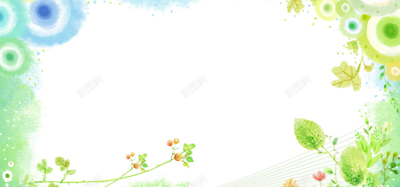 卡通绿色花卉背景图背景