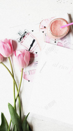 浪漫午后粉色花卉H5背景高清图片