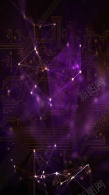 紫色大气几何科技背景背景