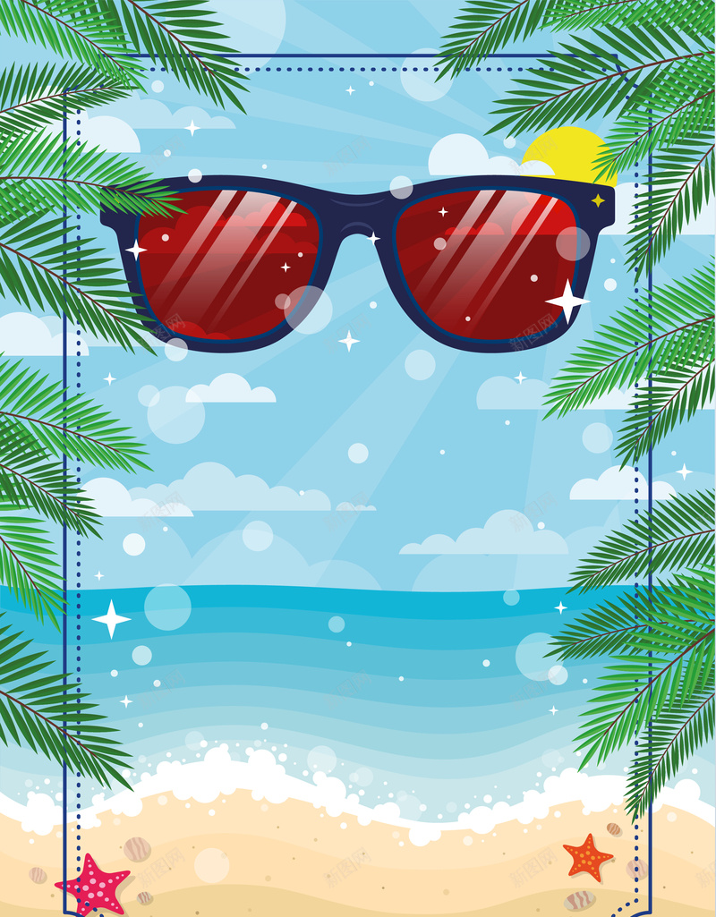 卡通手绘夏季上新棕榈叶海滩度假背景素材eps设计背景_88icon https://88icon.com 棕榈叶 上新 卡通 夏季 手绘 海滩 度假 背景 素材