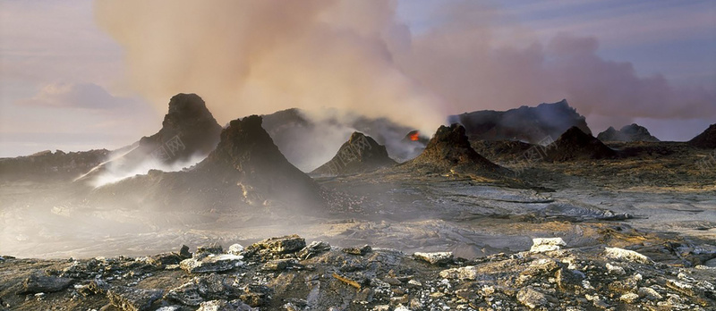 火山自然美丽风景banner背景