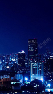 蓝色繁华城市H5背景素材背景