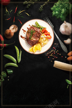 西餐美味特色牛排美食宣传海报背景