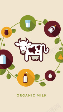原始奶牛产奶背景图背景