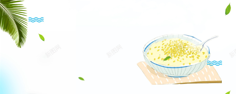 夏季绿豆汤文艺手绘蓝色背景背景