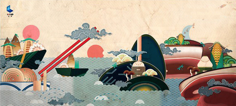 日式手绘食物背景图背景
