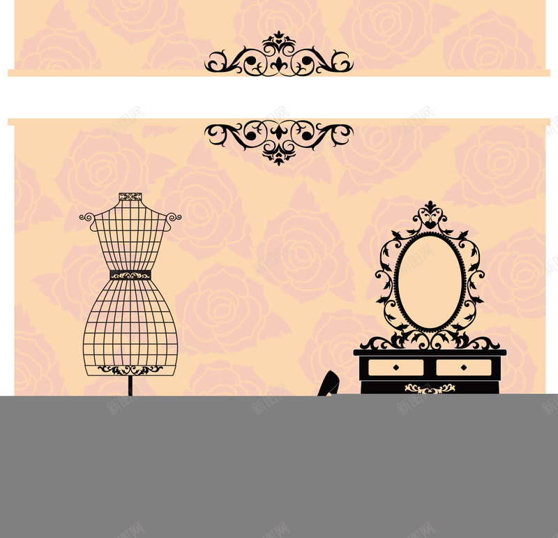 卡通简欧家具背景素材eps设计背景_88icon https://88icon.com 家具 家居 欧式 简欧 简约 卡通 女性 化妆 矢量 背景 家具背景