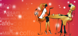 皮肤发光女人浪漫卡通漫画咖啡背景高清图片