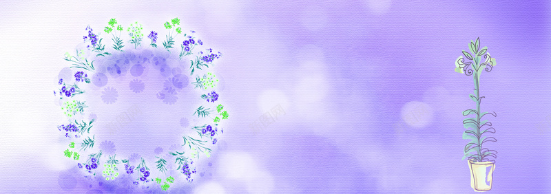 紫色手绘花卉背景背景
