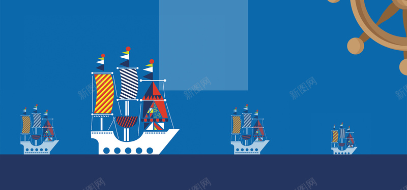 扁平国际航海日背景图背景