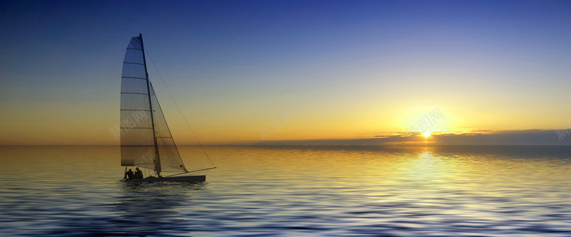 夕阳帆船摄影背景背景
