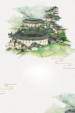 土楼海报土楼旅游海报背景高清图片