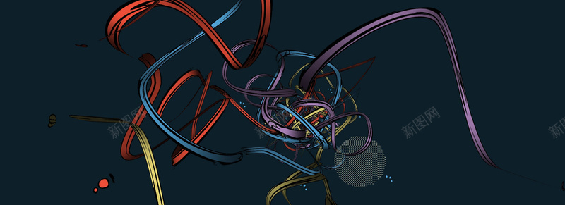 舞动的线jpg设计背景_88icon https://88icon.com 海报banner 几何 卡通 曲线 深蓝 童趣 手绘