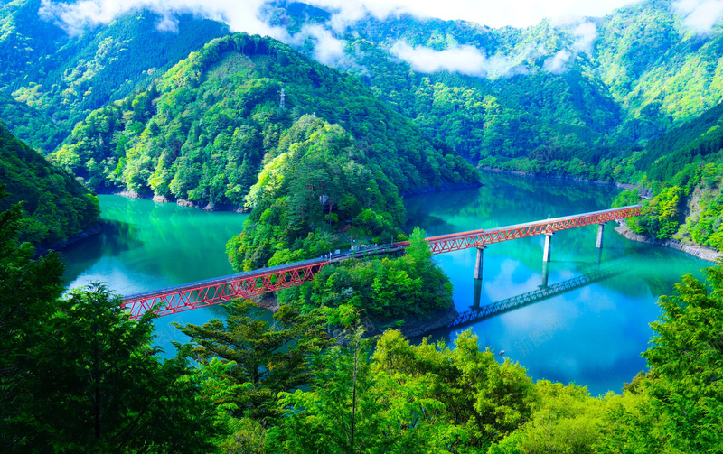 日本铁道桥梁风景jpg设计背景_88icon https://88icon.com 日本 铁道 风景 山脉