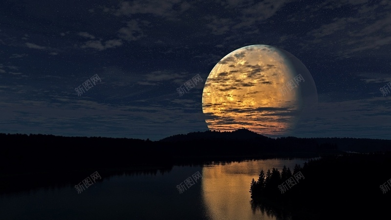 藏在月亮里的星河jpg设计背景_88icon https://88icon.com 月亮 河流 天空 风景