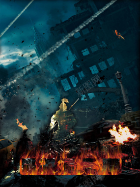 炸裂科幻火焰海报PSD背景图背景